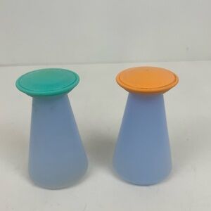 Vintage Tupperware Impressions Salt and Pepper Shakers Green Orange Blue Set